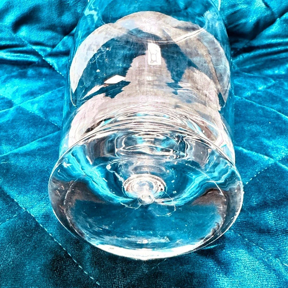 Vtg.‎ Heavy Art Glass Crystal Clear Vase Controlled Bubble Base MCM Flare Blown